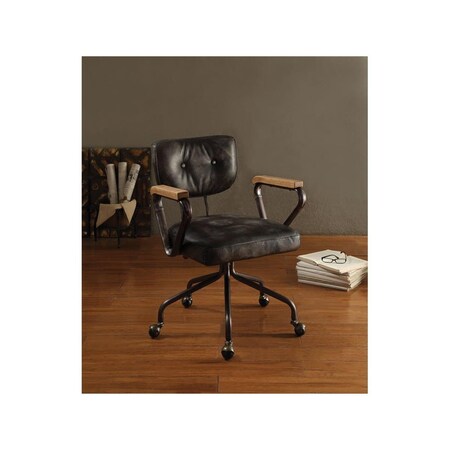 Betterbeds Hallie Top Grain Leather Office Chair, Vintage Black BE2743288